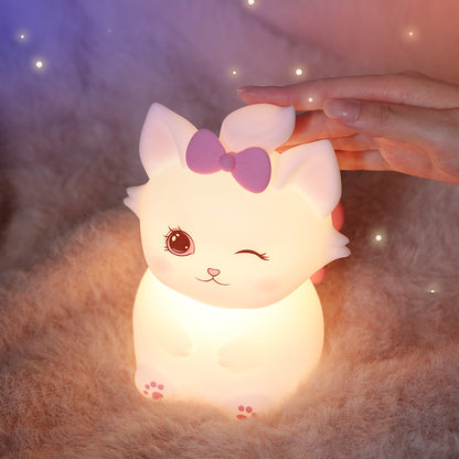 Squishy Silicone Beauty Cat LED Night Light - Perfect Gift for Kids and Girls