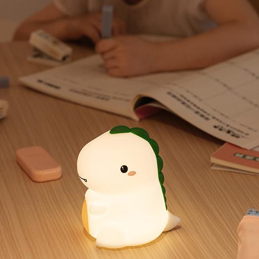 Veilleuse LED en silicone en forme de dinosaure heureux - Cadeau idéal pour les enfants et les filles