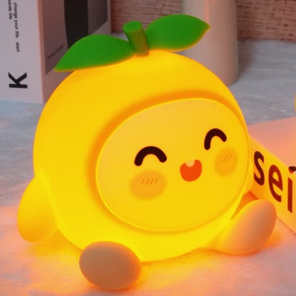 Squishy Silicone Smiley Orange LED Night Light - Perfect Gift for Kids and Girls