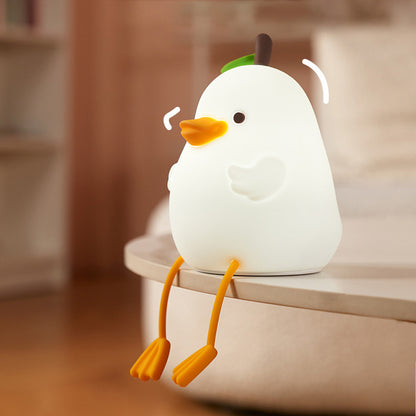 Squishy Silicone Pear Duck LED Night Light - Perfect Gift for Kids and Girls