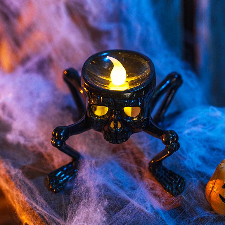 Leuchtendes elektronisches Kerzen-Nachtlicht in Form eines Spinnenskeletts – perfektes Geschenk für Halloween