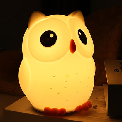 Rechargeable Dimmable Squishy Silicone Big-Eyed Owl Perfect Bedside LED Night Light - Perfect Gift for Kids and Girls