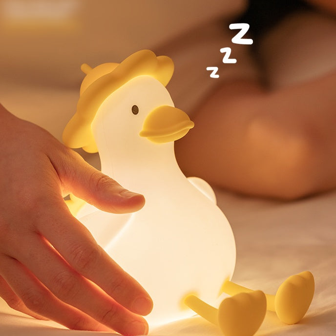 Squishy Silicone Hiking Duck LED Night Light - Cozy Gift for Kids and Girls