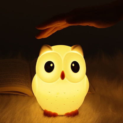 Rechargeable Dimmable Squishy Silicone Big-Eyed Owl Perfect Bedside LED Night Light - Perfect Gift for Kids and Girls