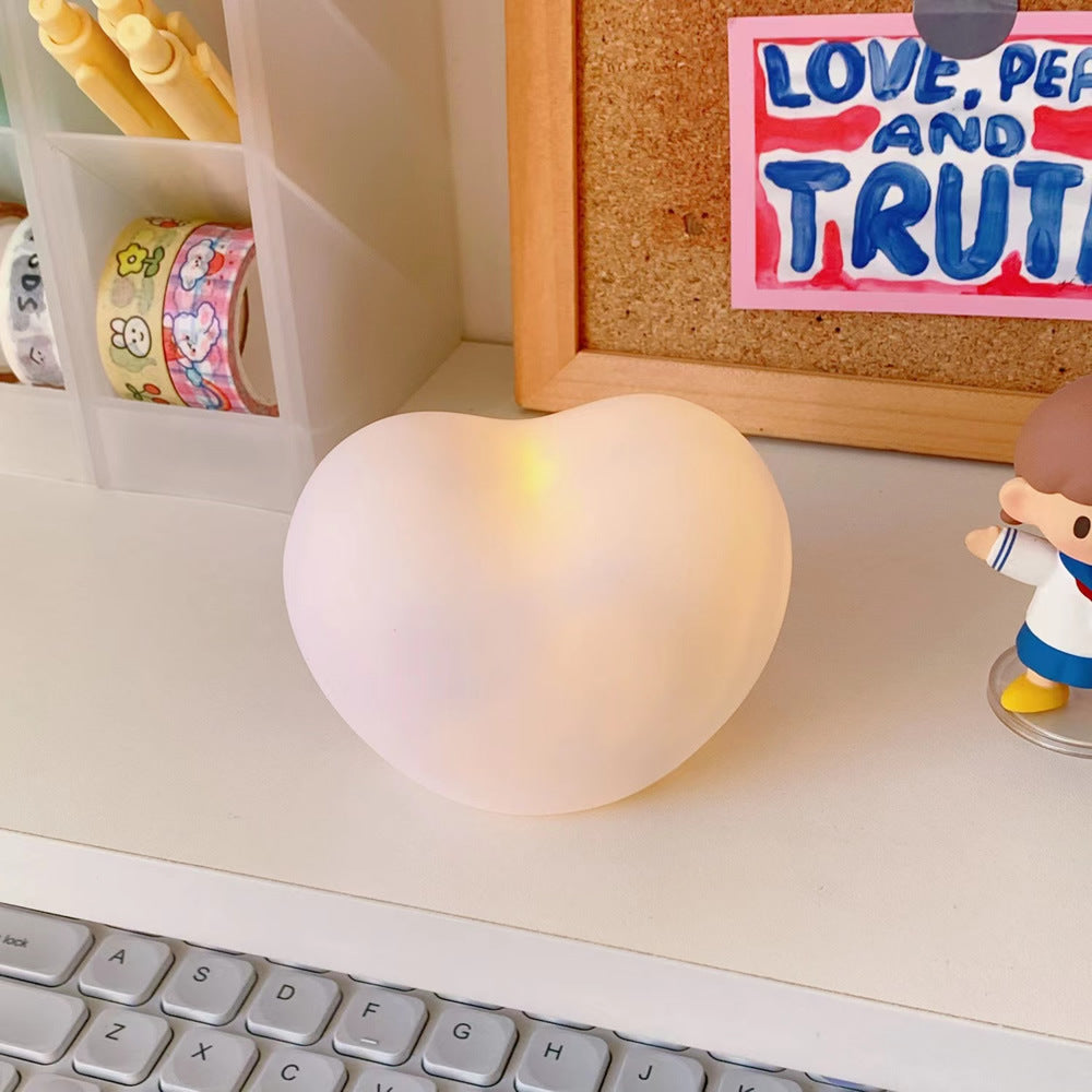 Squishy Silicone White Heart LED Lamp - Perfect Gift for Kids and Girls