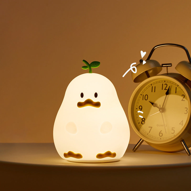 Squishy Silicone Little Pear Duck LED Night Light - Perfect Gift for Kids and Girls