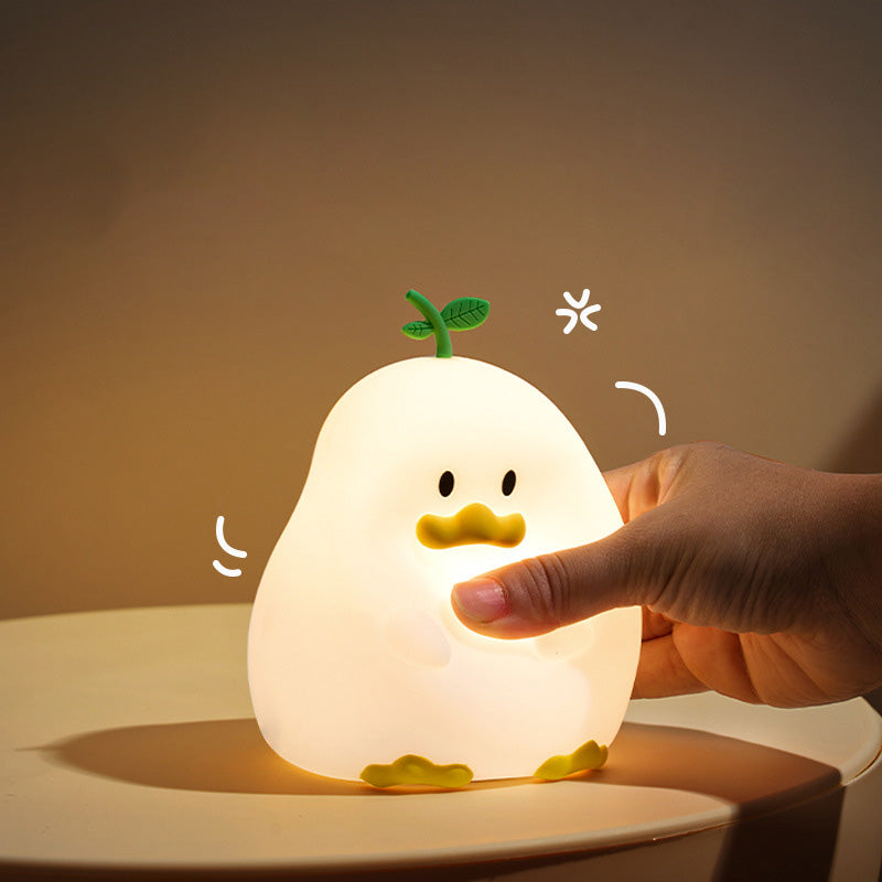 Squishy Silicone Little Pear Duck LED Night Light - Perfect Gift for Kids and Girls