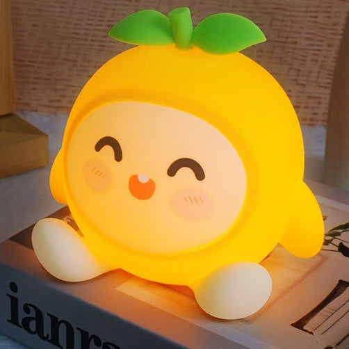 Squishy Silicone Smiley Orange LED Night Light - Perfect Gift for Kids and Girls