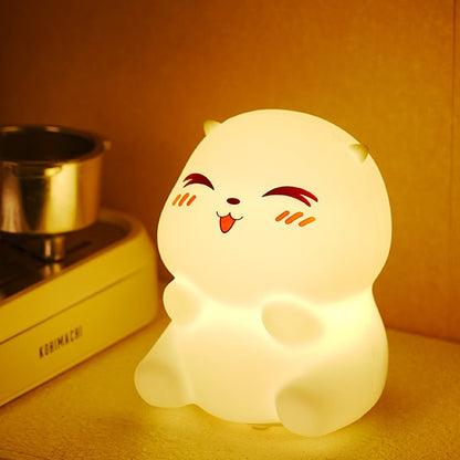 Squishy Silicone Smiley Hamster LED Night Light - Perfect Gift for Kids and Girls