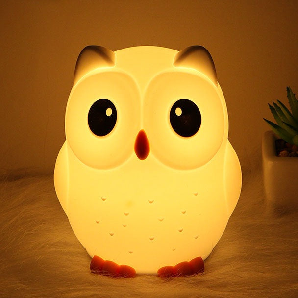 Rechargeable Dimmable Squishy Silicone Big-Eyed Owl Perfect Bedside LED Night Light - Perfect Gift for Kids and Girls