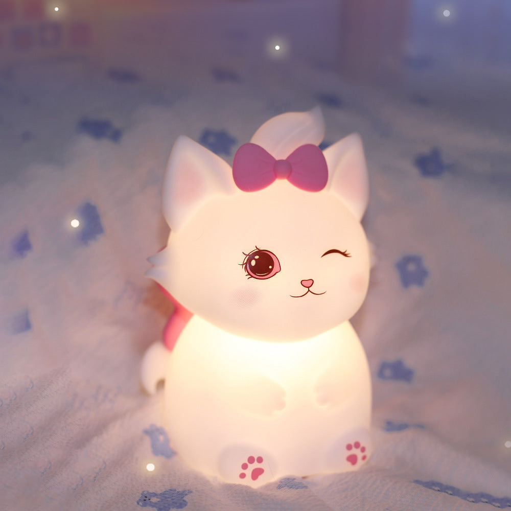 Squishy Silicone Beauty Cat LED Night Light - Perfect Gift for Kids and Girls