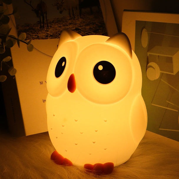 Rechargeable Dimmable Squishy Silicone Big-Eyed Owl Perfect Bedside LED Night Light - Perfect Gift for Kids and Girls