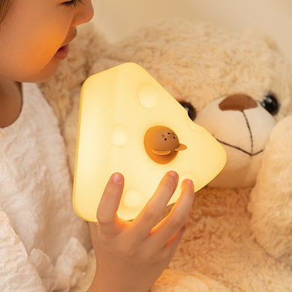 Squishy Silicone Cheese LED Night Light - Perfect Gift for Kids and Girls