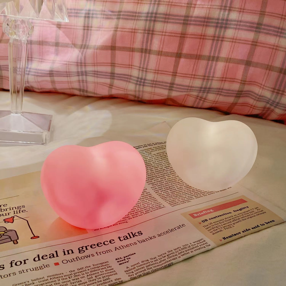 Squishy Silicone Pink Heart LED Lamp - Perfect Gift for Kids and Girls