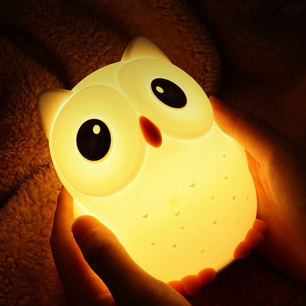 Rechargeable Dimmable Squishy Silicone Big-Eyed Owl Perfect Bedside LED Night Light - Perfect Gift for Kids and Girls