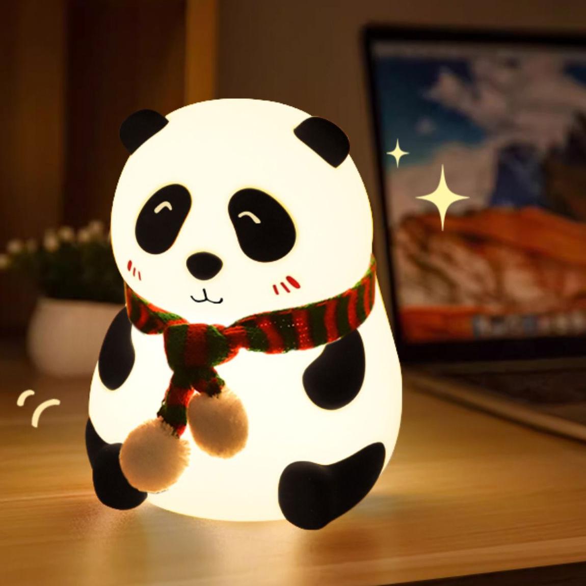 Veilleuse LED en forme de panda en silicone souple - Cadeau idéal pour les enfants et les filles