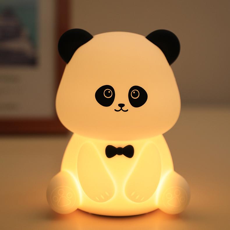 Veilleuse LED en silicone souple en forme de panda arc-en-ciel - Cadeau idéal pour les enfants et les filles