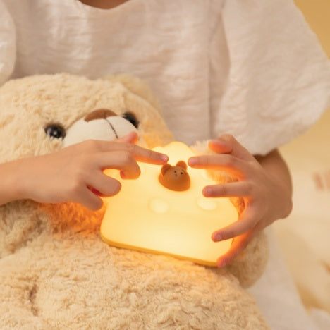 Squishy Silicone Cheese LED Night Light - Perfect Gift for Kids and Girls