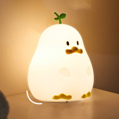 Squishy Silicone Little Pear Duck LED Night Light - Perfect Gift for Kids and Girls