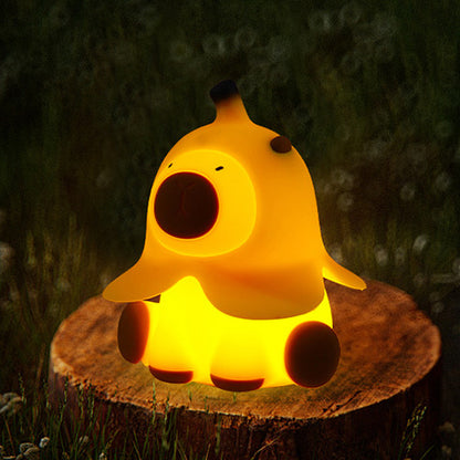 Squishy Silicone Capybara with Banana LED Night Light - Perfect Gift for Kids and Girls