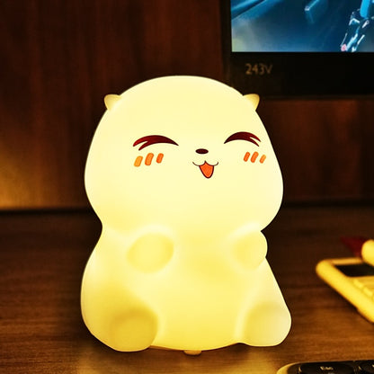 Squishy Silicone Smiley Hamster LED Night Light - Perfect Gift for Kids and Girls