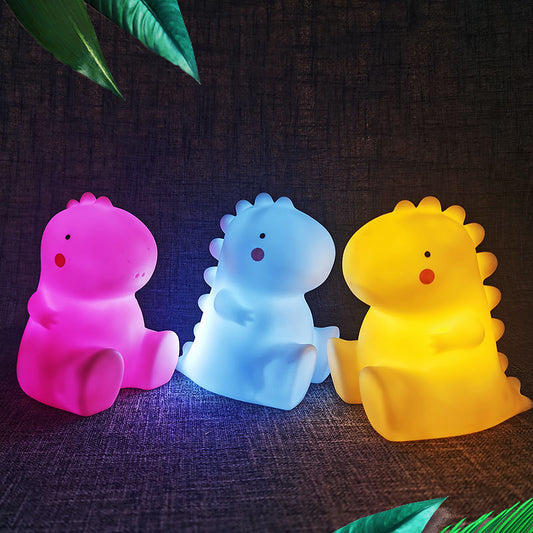 Squishy Silicone Baby Dinosaur LED Night Light - Perfect Gift for Kids and Girls