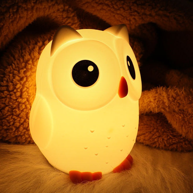 Rechargeable Dimmable Squishy Silicone Big-Eyed Owl Perfect Bedside LED Night Light - Perfect Gift for Kids and Girls