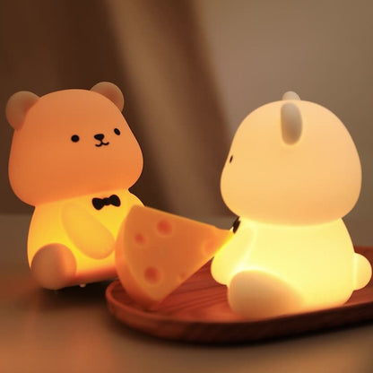 Squishy Silicone Teddy Bear LED Night Light - Perfect Gift for Kids and Girls