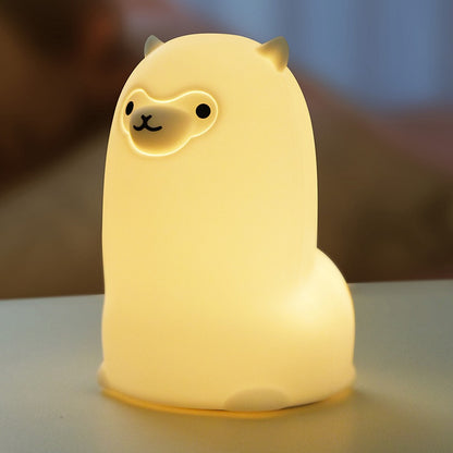 Squishy Silicone Alpaca LED Night Light - Perfect Gift for Kids and Girls