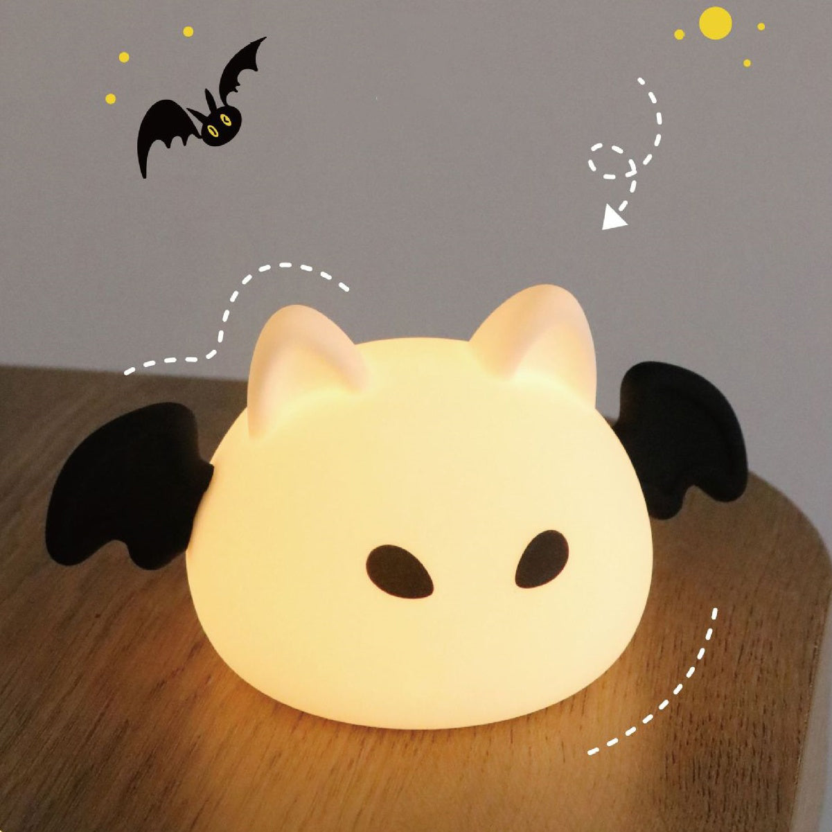 Squishy Silicone Kawaii Bat LED Night Light - Perfect Gift for Kids and Girls