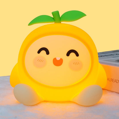 Squishy Silicone Smiley Orange LED Night Light - Perfect Gift for Kids and Girls