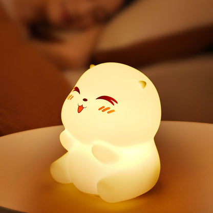 Squishy Silicone Smiley Hamster LED Night Light - Perfect Gift for Kids and Girls