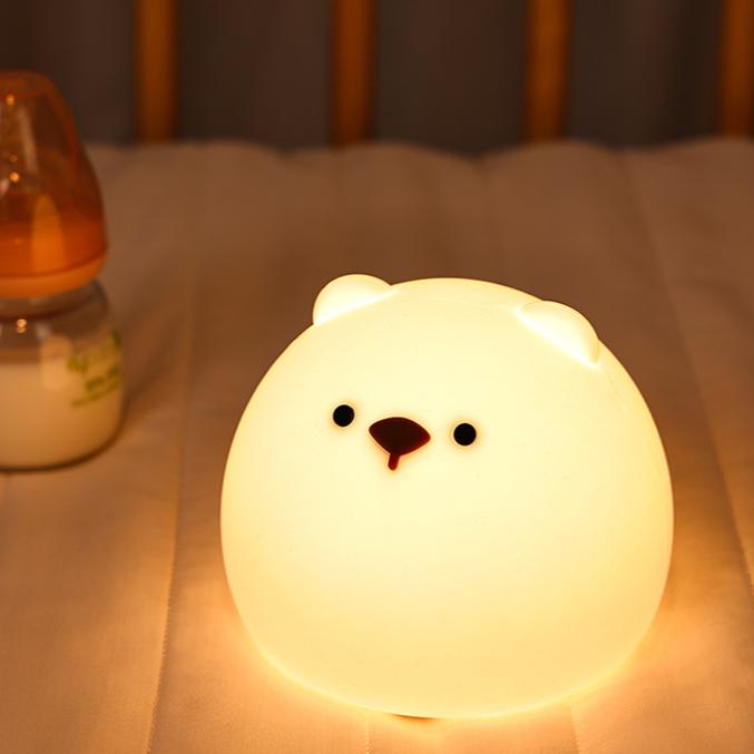 Veilleuse LED en silicone en forme d'ours potelé - Cadeau idéal pour les enfants et les filles 