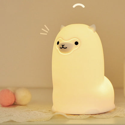 Squishy Silicone Alpaca LED Night Light - Perfect Gift for Kids and Girls