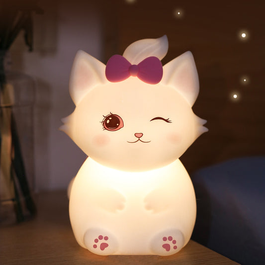 Squishy Silicone Beauty Cat LED Night Light - Perfect Gift for Kids and Girls