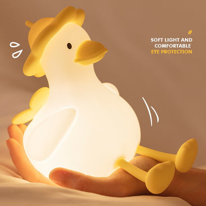 Squishy Silicone Hiking Duck LED Night Light - Cozy Gift for Kids and Girls