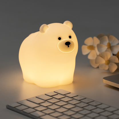 Squishy Silicone Little White Bear LED Night Light - Perfect Gift for Kids and Girls