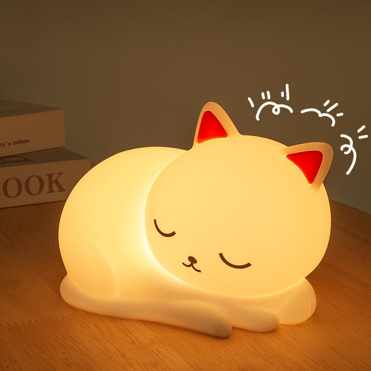 Squishy Silicone Napping Cat LED Night Light - Perfect Gift for Kids and Girls