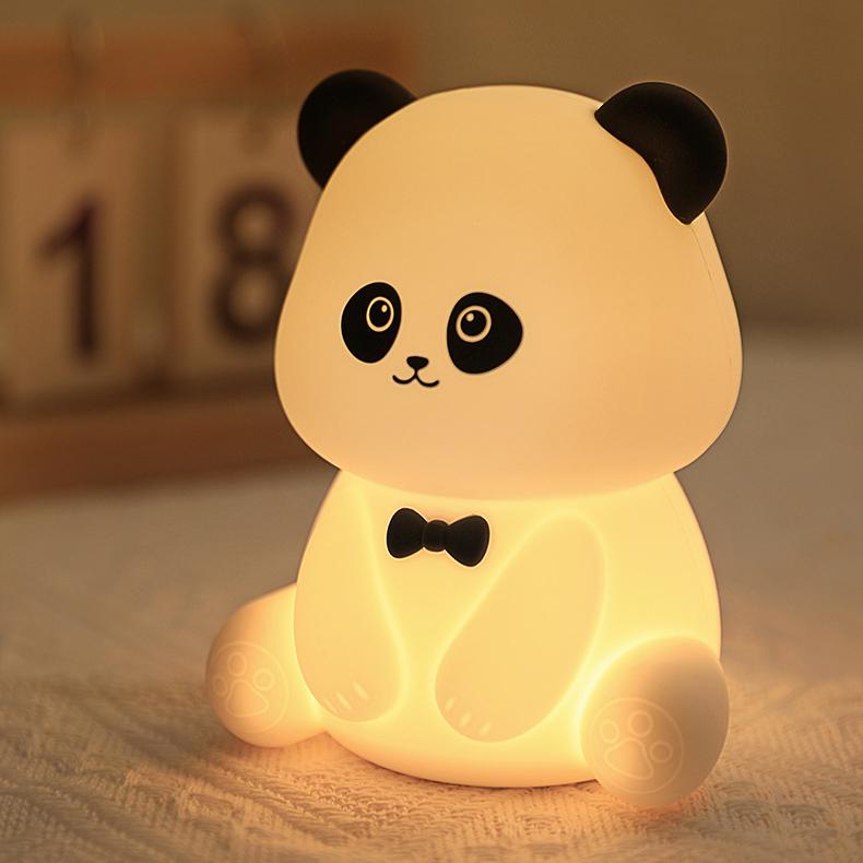 Veilleuse LED en silicone souple en forme de panda arc-en-ciel - Cadeau idéal pour les enfants et les filles