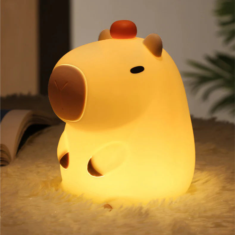 Capybara avec tortue LED veilleuse spongieuse pour cadeau lampe Capybara rechargeable USB