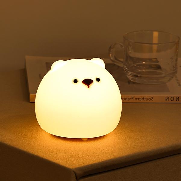 Veilleuse LED en silicone en forme d'ours potelé - Cadeau idéal pour les enfants et les filles 