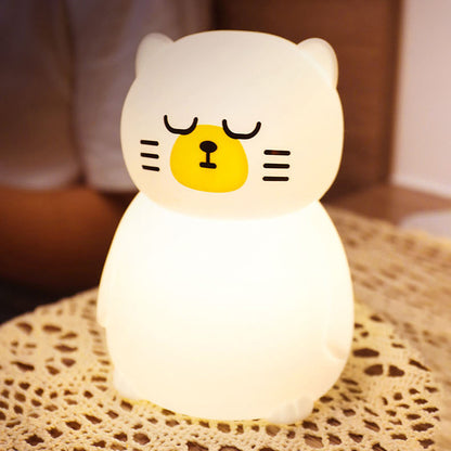 Squishy Silicone Sleeping Cat LED Night Light - Perfect Gift for Kids and Girls