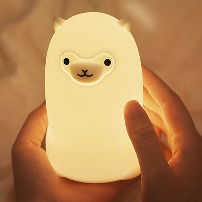 Squishy Silicone Alpaca LED Night Light - Perfect Gift for Kids and Girls