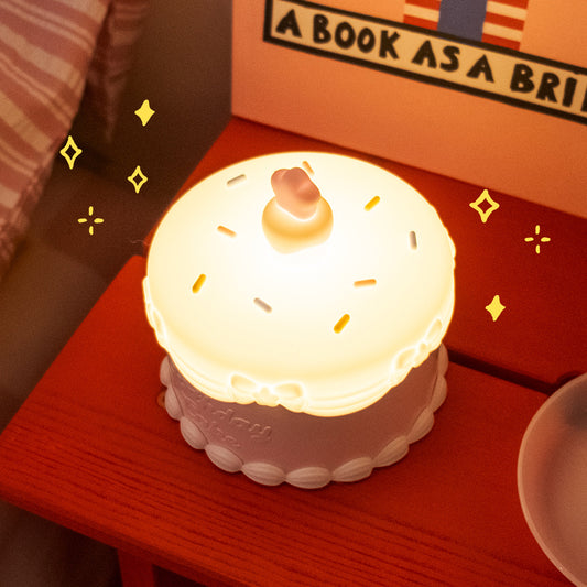 Squishy Silicone Birthday Cake LED Night Light - Perfect Gift for Kids and Girls