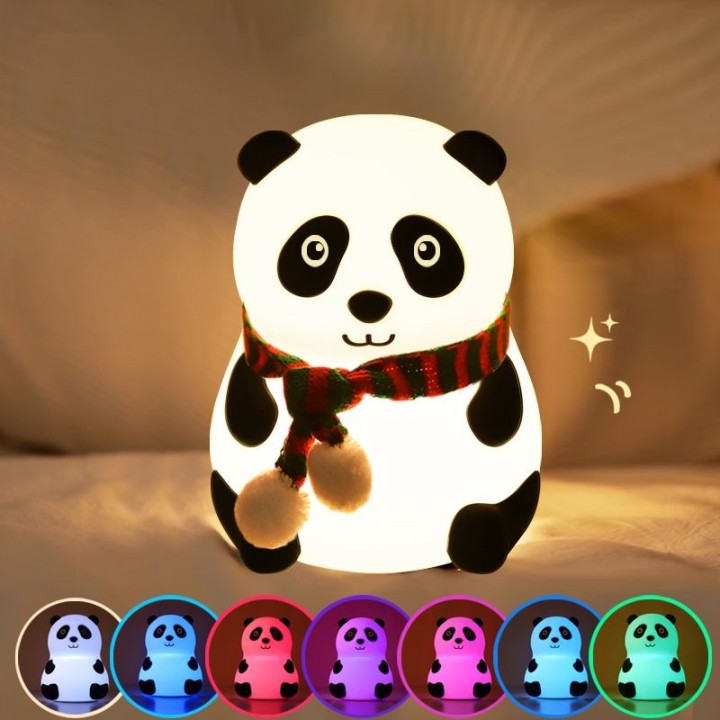 Veilleuse LED en forme de panda en silicone souple - Cadeau idéal pour les enfants et les filles