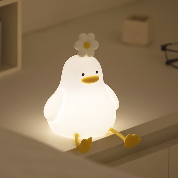 FREE GIFT | Cute Flower Duck LED Squishy Night Light For Gift USB Rechargeable Duck Lamp