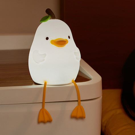 Squishy Silicone Pear Duck LED Night Light - Perfect Gift for Kids and Girls