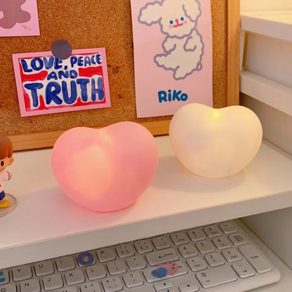 Squishy Silicone Pink Heart LED Lamp - Perfect Gift for Kids and Girls