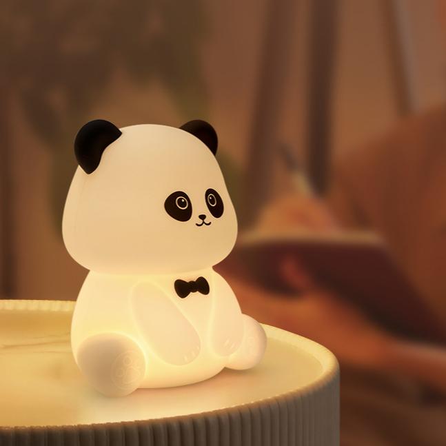 Veilleuse LED en silicone souple en forme de panda arc-en-ciel - Cadeau idéal pour les enfants et les filles