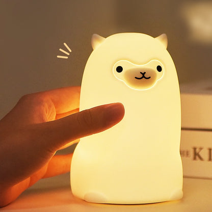 Squishy Silicone Alpaca LED Night Light - Perfect Gift for Kids and Girls